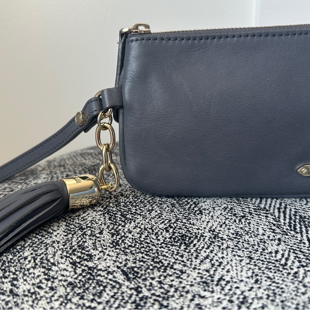 Elegant Gray Leather Clutch
